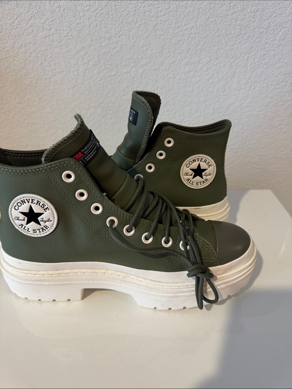 Converse Olive Green High-Top Platform Chuck Taylor Sneakers